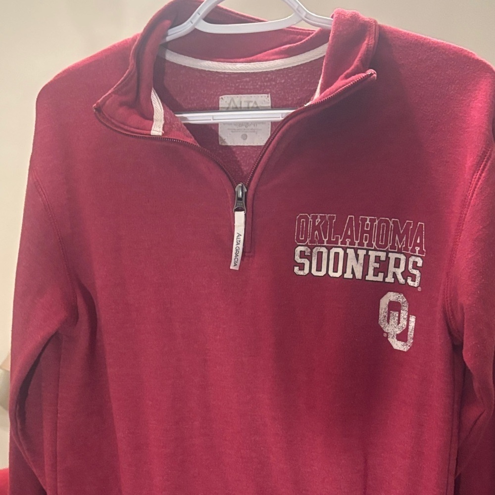 Oklahoma Sooners Red Alta Garcia Quarter-Zip Sweatshirt - Picture 7 of 7